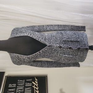 American Eagle Black Marled Knit V Neck Pocket Front Cardigan Womens Teens XS